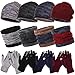 JaGely 12 Pcs Winter Hat Scarf Gloves Set Slouchy Skull Cap Knit Hats Touch Screen Gloves Neck Warmer (Novel), Classic Colors/ Red, Black, Navy Blue and Grey
