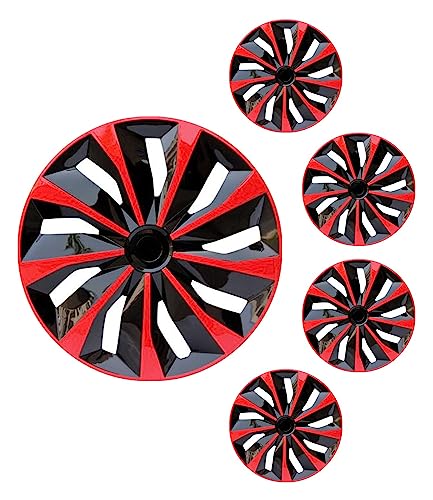 Image of Hubcap Wheel Cover Replacement R14 Hub Caps Universal-Fit Steel Wheel Rim Cover ABS Material Exterior Accessories for Car Truck SUV -Set of 4(14-inch,Red-Black)