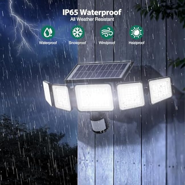 Solar Lights 5 Adjustable Heads Solar Motion Sensor Lights Security Wall Lights Flood Lights