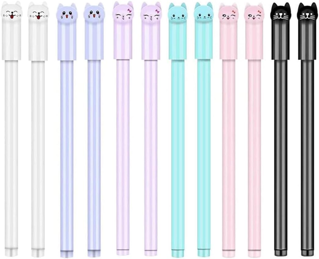 Cat Gel Pens Set 0.5mm Cute Cartoon Ballpoint Pens School Office Stationery 12PCS Cat Gel Pens Set 0.5mm Cute Cartoon Ballpoint Pens School Office Stationery 12PCS
