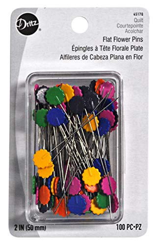 Dritz 2", 100 Count, Assorted Colors Flat Flower Straight Pins