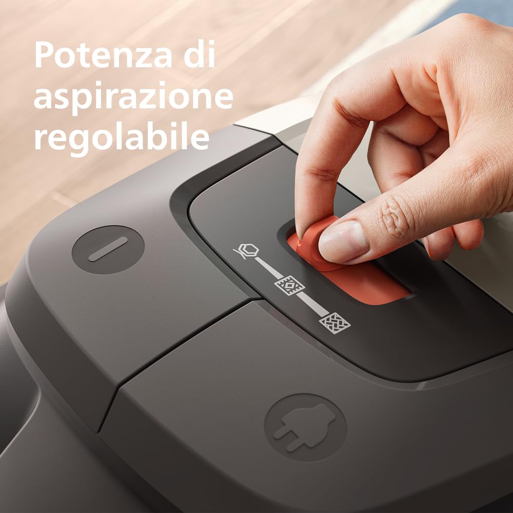 ‎Philips Serie 2000 Aspirapolvere con Sacchetto – Compatto e Leggero, 800W, Filtro HEPA Cattura il 99,9% della Polvere, Bocchetta Multiuso, Raggio d'Azione 9m, Sacchetto Polvere Grande (XD2142/12)