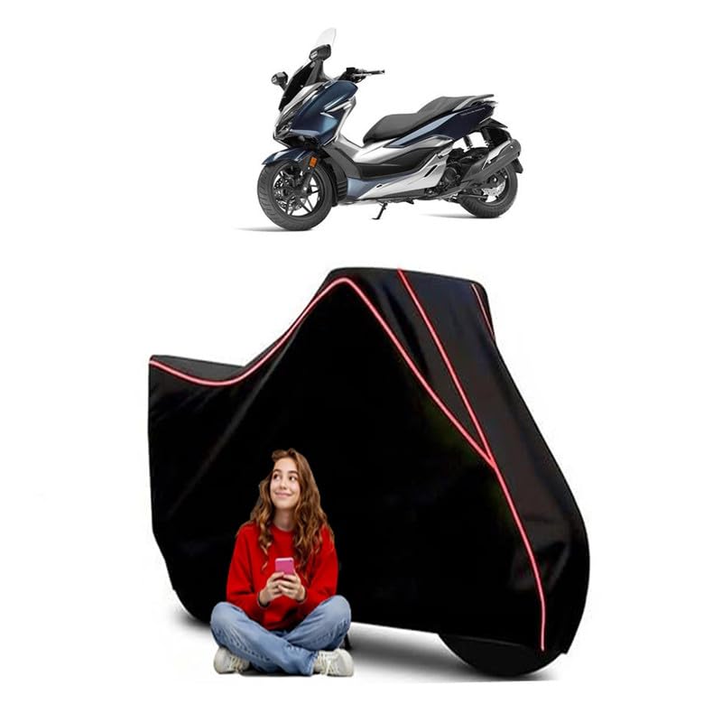 Image of Forza 350 Scooty Bike Cover Water Resistant Outdoor Use Universal Fit Scooters Motorcycles Heavy Duty UV Protection Dust Rain Scratch Resistant Elastic Bottom Black Blue Piping