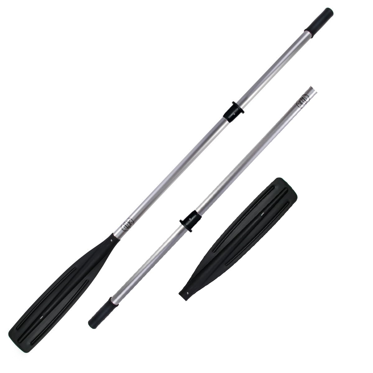 John Paddle - Lot de 2 rames de sauvetage pliables - Aluminium résistant à la corrosion + manchette 45 mm - Léger et robuste - Idéal pour les bateaux de sauvetage et de rames