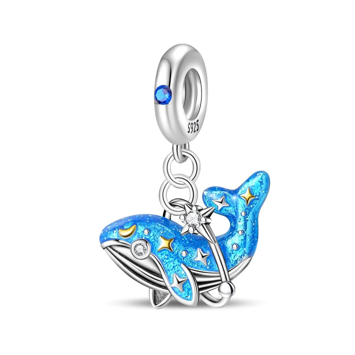 ChenYuTe 925 Sterling Silber Geburtsstein Charm mit 5A Squar