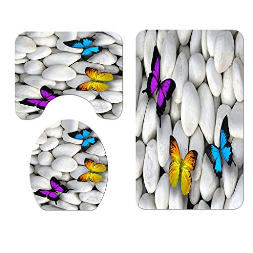 Conjunto de 3 peças de tapete de banheiro em chenille antiderrapante da Flameer, inclui tapete de ba