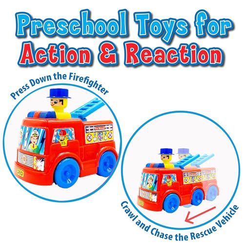 Image of ToyBharat Push N Go Fire Brigade - Realistic Multicolour Toy for Kids 1-6 Years, Safe, Durable & Fun