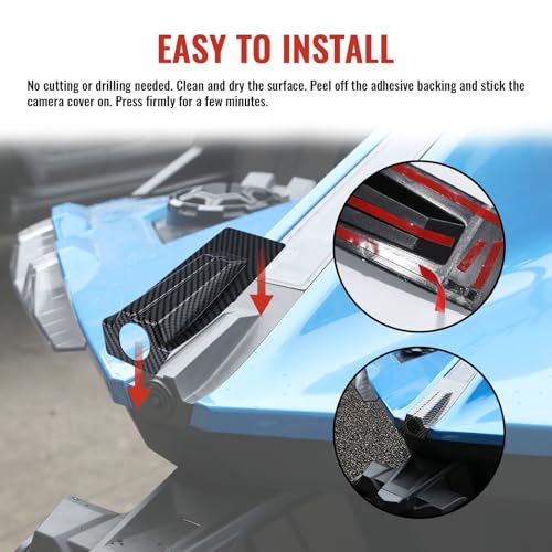 Image of Rear Camera Trim Cover for Polaris Slingshot, Carbon Fiber Pattern Rearview Camera Decorative Frame Behind Camera Lid Rear Camera Protector for Polaris Slingshot 2020-2024 Accessories