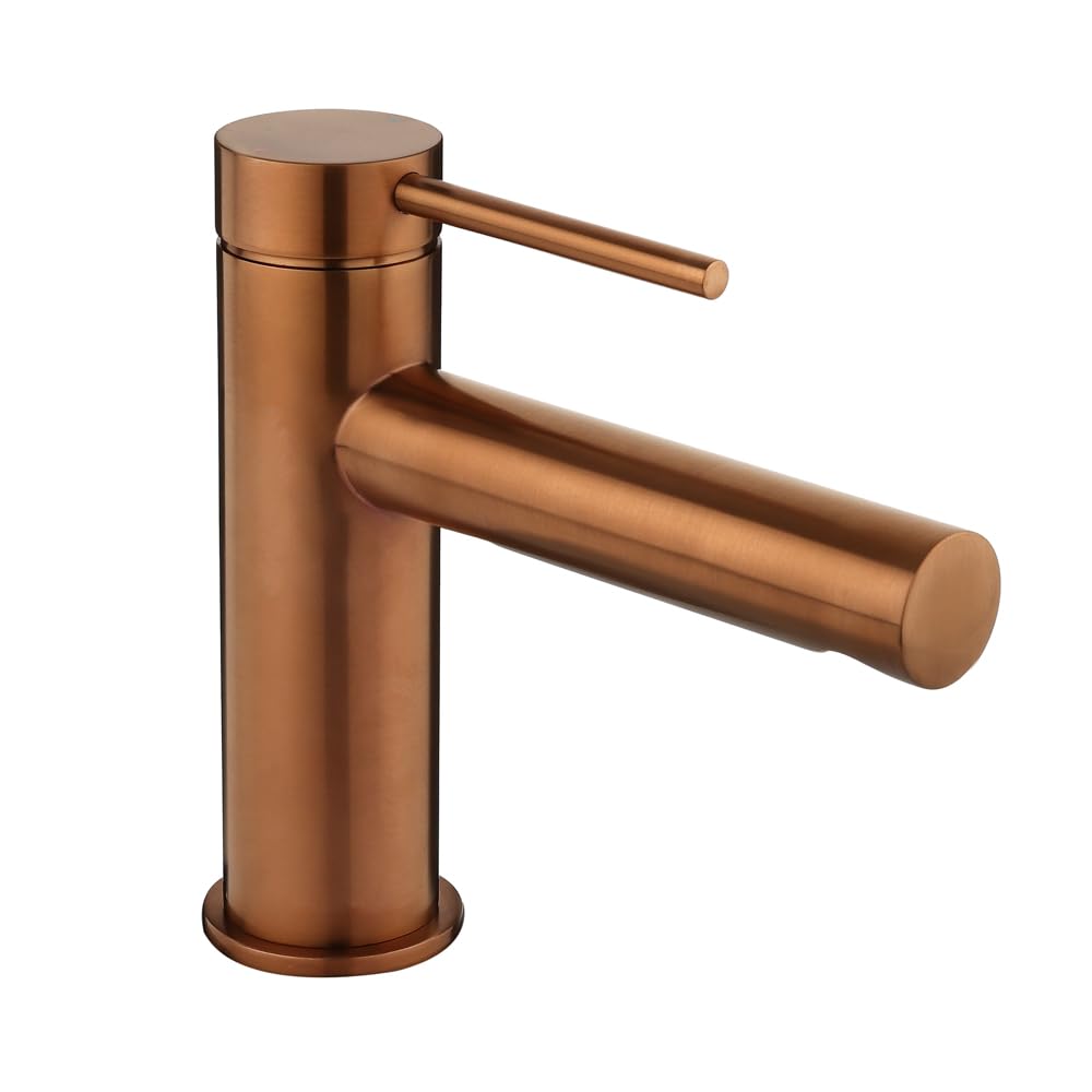 Milano Otto Mono Bathroom Basin Mixer Tap Lever Handle - Brushed Copper