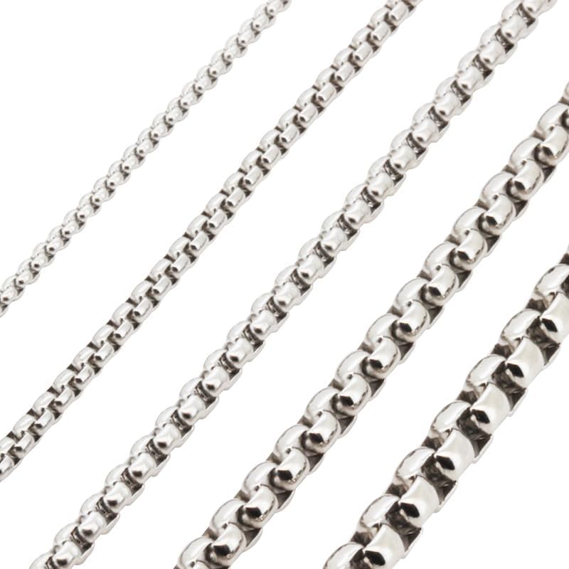 316L Stainless Steel 18K White/Rose Gold Finish 2-5.5MM Box Chain Necklace Bracelet For Men & Women 6″-40″