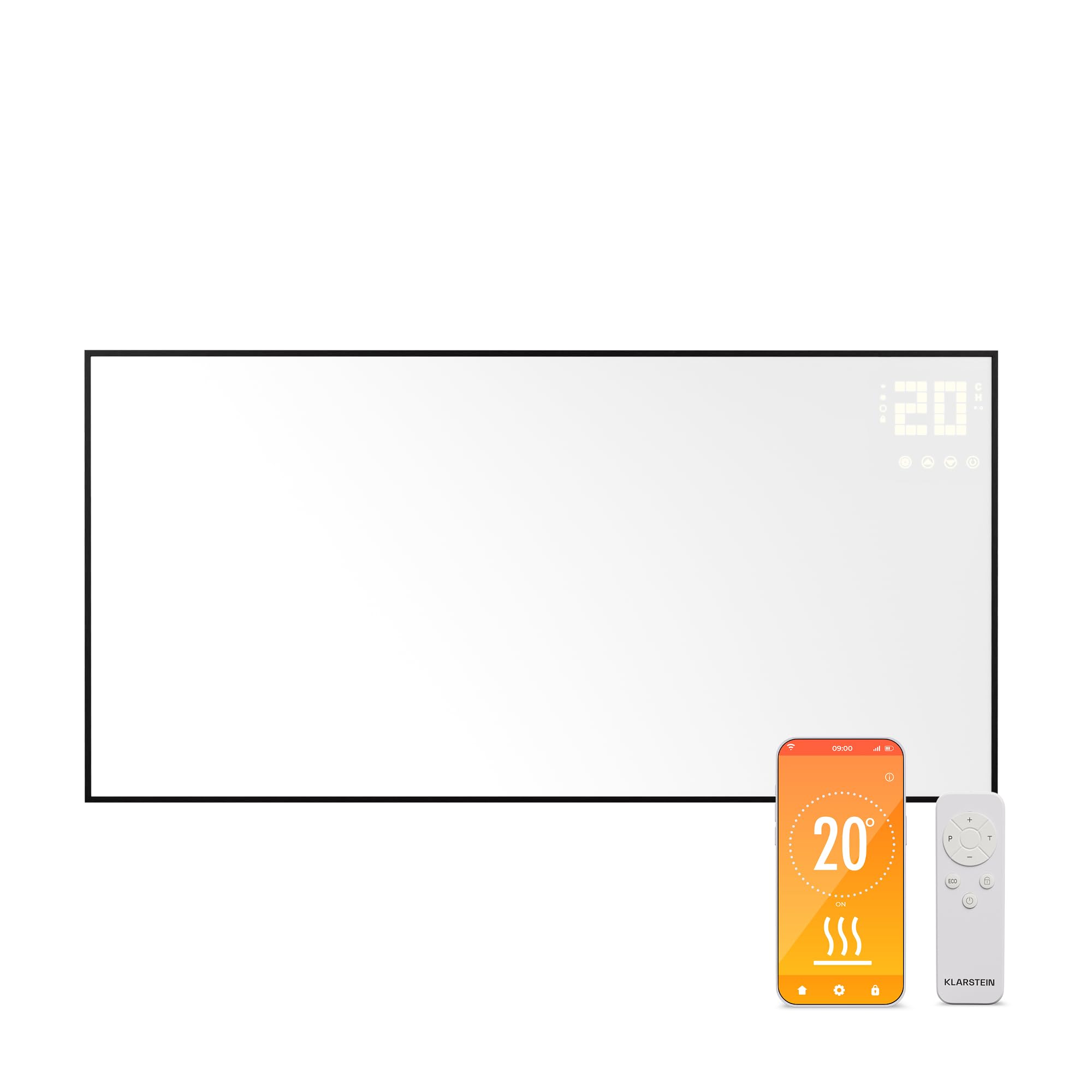 Klarstein Radiateurs Chauffage Radiant Electrique IP24, Chauffage Salle de Bain Infrarouge Intelligent WiFi et App, Radiateur Electrique Mural 770W, Heater avec Détection Fenêtre Ouverte, Thermostat