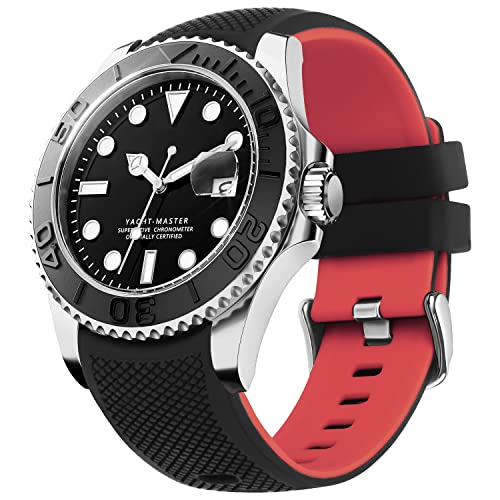 Fullmosa 22mm Bicolor Silicona Correa de Reloj,Reemplazo de Correa de Reloj de Liberación Rápida para Reloj Lug de 22 mm, 6 Colores para Elegir Cover