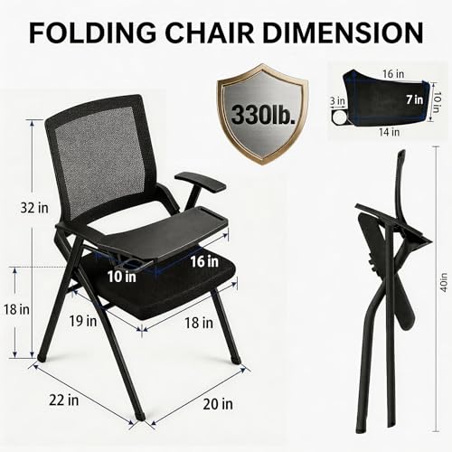 Image of [40 Pack] Folding Conference Room Chair with Writing Board & Cup Holder