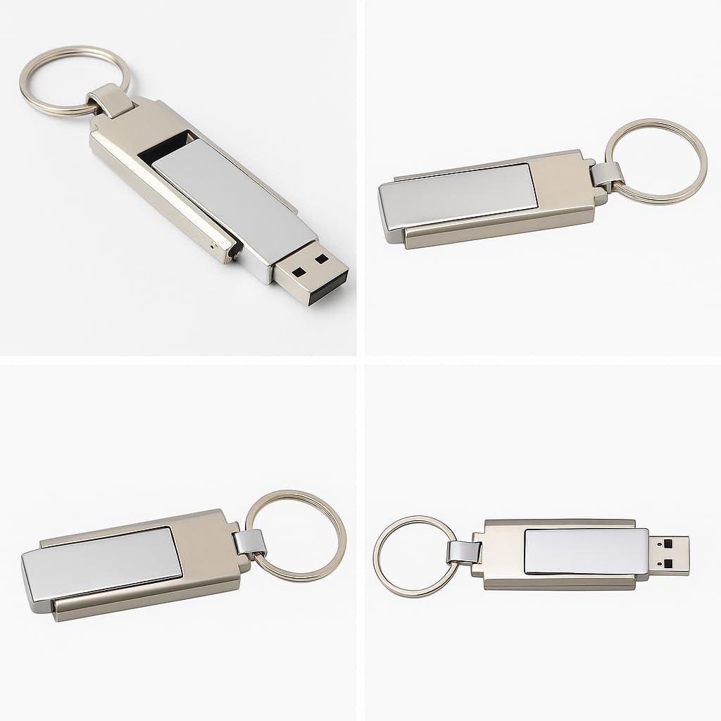 CleverlyGifted® 4GB Metal USB Flash Drive with Keyring, Folding Design, Silver. 1 Pc, Upto 10mbps, A+++ Chips, 2.0-image-26