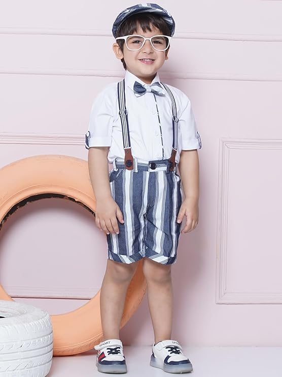 Image of AJ DEZINES Kids Casual Wear Clothing Cotton Shirt Short Set For Boys