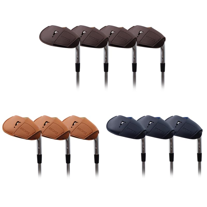 Image of I Golf Iron Headcovers 10pcs PU Fit Both Right-Handed Clubs Golf Club Protector for Titleist Callaway Ping Taylormade Fit More Brands Golf Iron. (Yellow+Dark Blue+Brown)