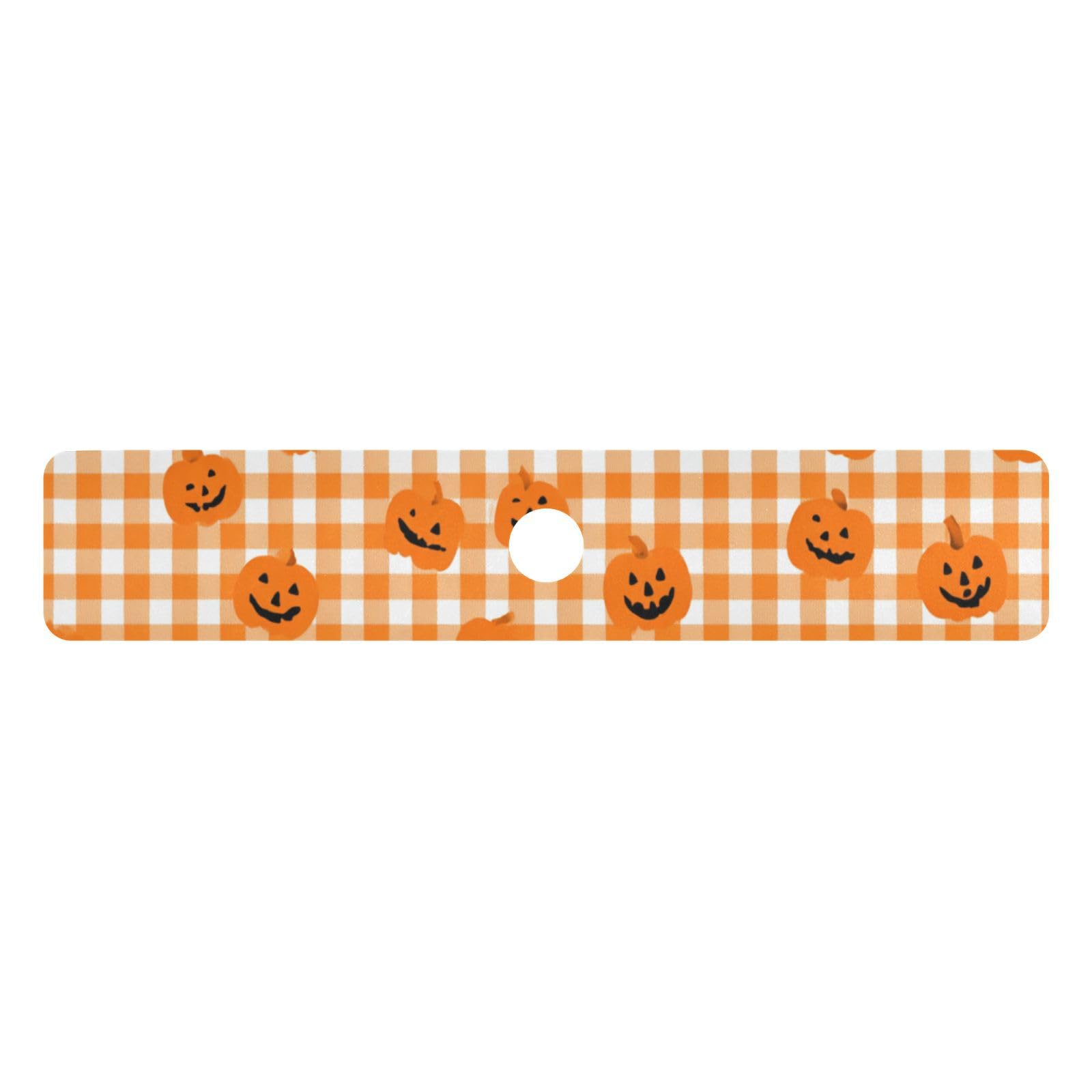 Halloween Orange Plaid Pumpkins Kitchen Sink Splash Guard Faucet Mat Diatomite Absorbent Pad for Bathroom RV 30x5.4in 1PCS water