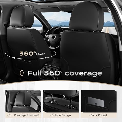 Image of Coverado Seat Covers, Car Seat Covers Front Seats, Car Seat Cover, Car Seat Protector Waterproof, Car Seat Cushion Nappa Leather, Seat Covers Carseat Cover Universal Fit for Most Cars