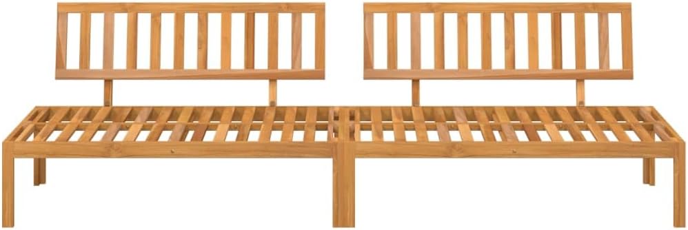 Solid Acacia Wood Outdoor Loveseat Sofa Brown Rectangular Garden Patio Furniture for 2 People Modular Design