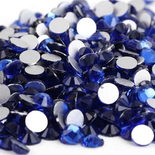 Hotfix Pedrería Cristal sin fijación por calor, diamantes de imitación, Strass cristal superbrillante, decoración artística uñas 3D, ropa vestir DIY(Sapphire,Ss6 1440pcs)