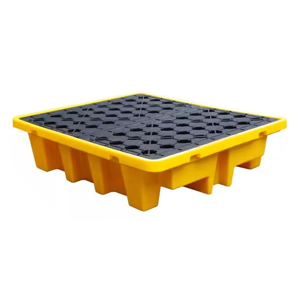 QUSYZD Modular Spill Containment Pallet - Durable Plastic Tray for Industrial Spill Control, Safety & Environmental Protection, Heavy-Duty Spill Containment Platfor,Yellow-130 * 110 * 30cm