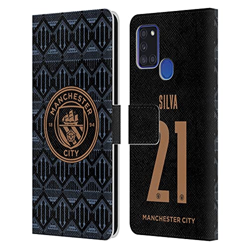 Manchester City étui portefeuille en cuir pour Samsung Galaxy A21s coque design joueur David Silva