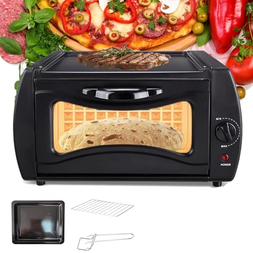 2-en-1 Four Tandoor Mini, 15l Pizza électrique Maker & Bread Baker pour Chapati, Roti, Naan, Lahmacun, Manakish | Comprend Un Plateau De Cuisson, Un Rack Et Une Poignée | Compact Et Portable