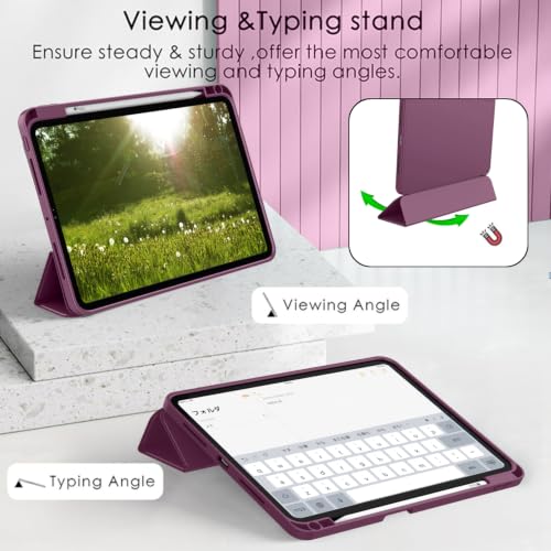 Image of ZryXal New iPad Pro 13 Inch Case (M5) 2025 / (M4) 2024 with Pencil Holder, Smart iPad Case [Support Pencil Pro and Pencil (USB-C)], Support Touch ID and Auto Wake /Sleep (Plum)