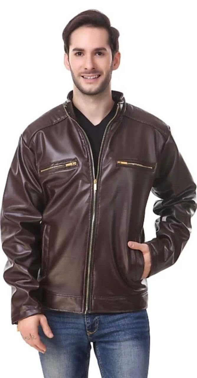 Buy XMARTY Classic Leather Jacket Full Zip Front Pockets