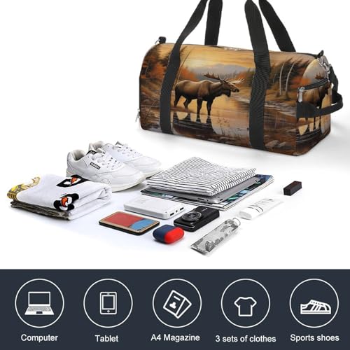 Moose Gym Bag Travel Duffel Bag Sports Tote Bag Workout Bag Weekender Bag for Women Men4
