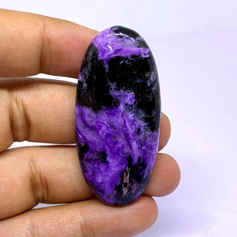 Charoite naturelle cabochon 52x24mm pour création de pendentif