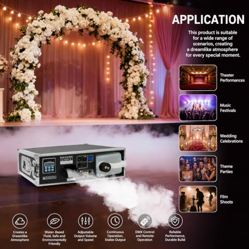 Generador de Niebla Profesional con Control Remoto, Máquina Atmosférica de 1500 W para Conciertos, Bodas y Eventos, Incluye Tanque de 3 L y Pantalla LCD miniatura 2