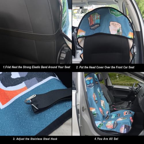 Image of Car Seat Cover Protector Front Seats,for Gym Workout,Running,Swimming,Beach and Hiking,Waterproof Sweat Towel Bucket Seat Covers for Cars SUV Trucks (National Parks, 1Pcs)