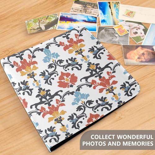 Álbum de fotos DIY autoadhesivo estilo barroco con flores, anillado de 3 anillos, 40 páginas, 8x10 para recuerdos miniatura 5