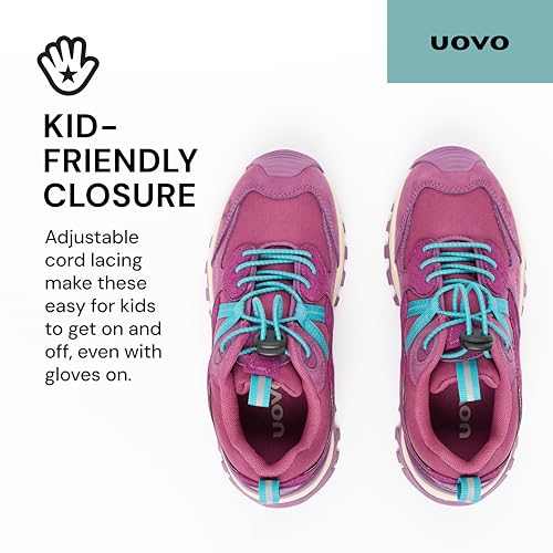 UOVO Kids Waterproof Hiking Shoes – Non-Slip Outdoor Trail Sneakers for Boys & Girls, Lightweight Breathable Trekking Boots4