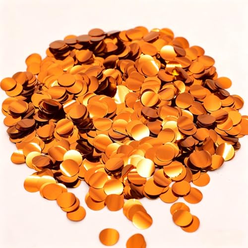 Image of Orange Metallic Foil Confetti(0.59 inch) Round Dots Glitter Table Confetti for Party Wedding Decorations,2.11 OZ per pack