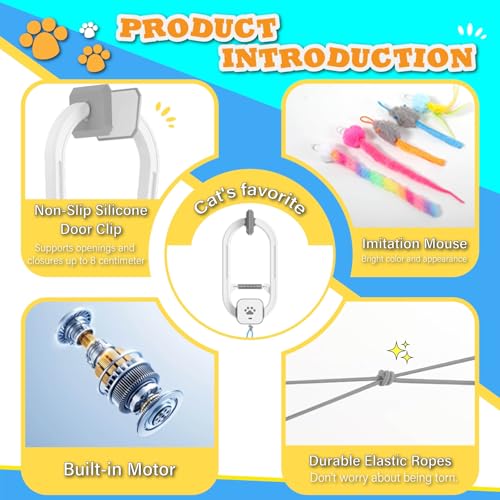 Image of Interactive Cat Toy, Rechargeable Electric Cat Teaser, Hanging Door cat Toy, 2 Motion Modes (360 Spin & Irregular Jumping), Smart Auto Cat Toy for Exercise & Fun, Grey