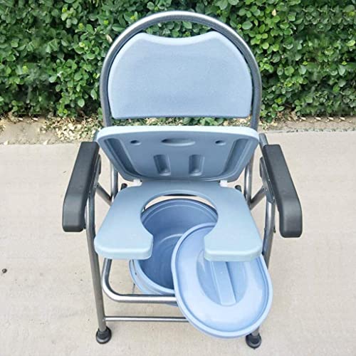 Silla para inodoro para obesidad con asas, banco plegable para ducha con cubeta, fácil de limpiar, para adultos, discapacitados y personas mayores miniatura 2