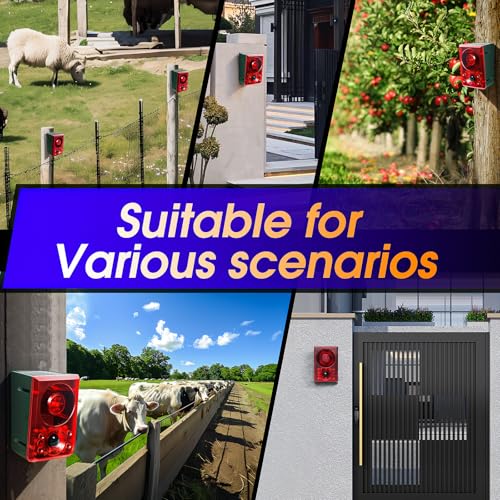 Oudaer Solar Outdoor Motion Sensor Alarm Motion Activated Deer Deterrent Barking Dog Alarm Motion Activated-Dog Barking&Gunshot Sound,Support Recording,130Db Loud Noise Maker,3 Work Modes Strobe Light thumb #2