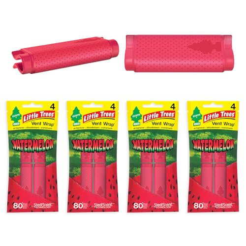 Image of LITTLE TREES Car Air Freshener | Vent Wrap Provides Long Lasting Scent, Invisibly Fresh | Watermelon, Air Fresheners (Pack of 96)