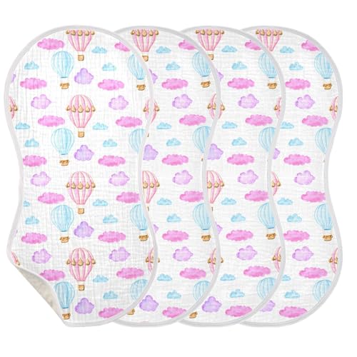 Balloon Pattern Baby Burp Cloths for Boys and Girls, Soft Muslin Spit Up Towels, 22"x11" Newborn Essentials for Feeding and Drooling, 1 Pack3