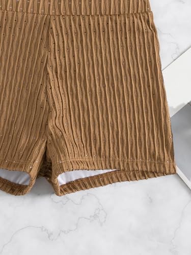 SOLY HUX Women's 2 Piece Swimsuits Halter Triangle Top with Shorts Bikini Set Bathing Suits3