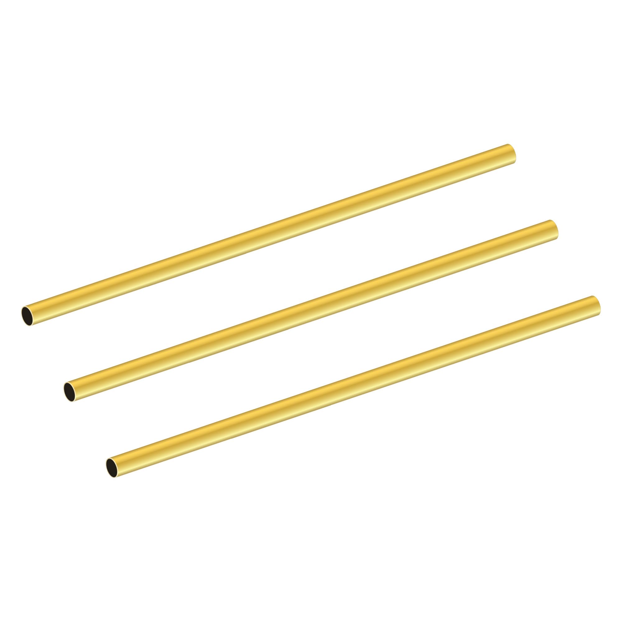 LAVMHAB Round Brass Tube 3.5mm OD x 0.2mm Wall Thickness x 200mm Length, Seamless Round Brass Pipes Tubing for DIY Craft (3 Pcs)