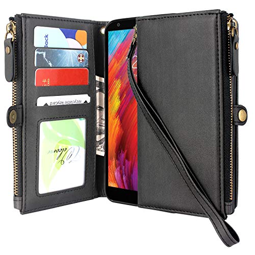 Lacass Premium Leather Flip Zipper Wallet Case Cover Stand Feature with Card Holder
