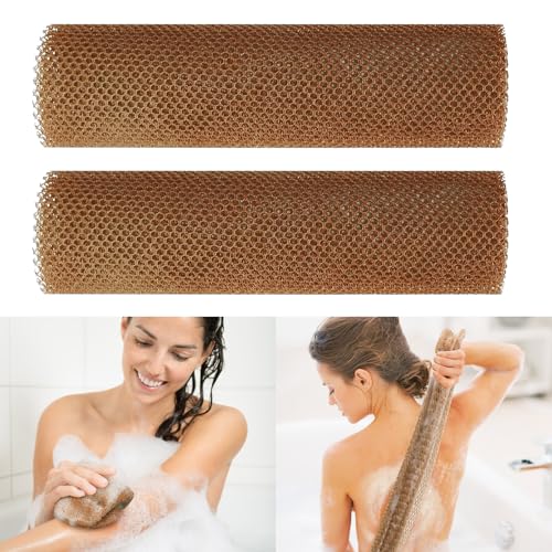 Esponja de baño exfoliante africana, esponja de red, esponja de red africana (café, 7.9 x 25.6 pulgadas)