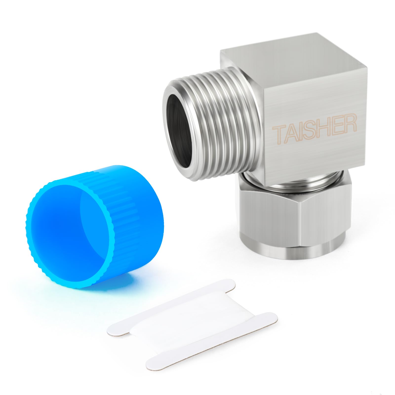 TAISHER 1PCS 304 Stainless Steel Square 90 Degree Compression Tube Pipe Fitting Connector, 3/4" Tube OD x 3/4" NPT Male Adapter