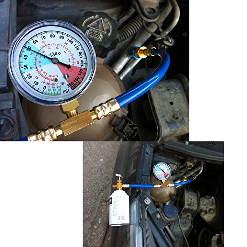 Kit de manómetros para aire acondicionado automotriz R134A, conjunto de acopladores para recarga y medición de refrigeración miniatura 4