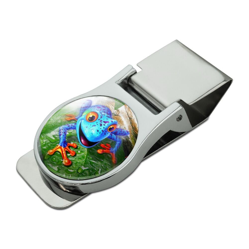 GRAPHICS & MORE Colorful Jungle Frogs Satin Chrome Plated Metal Money Clip