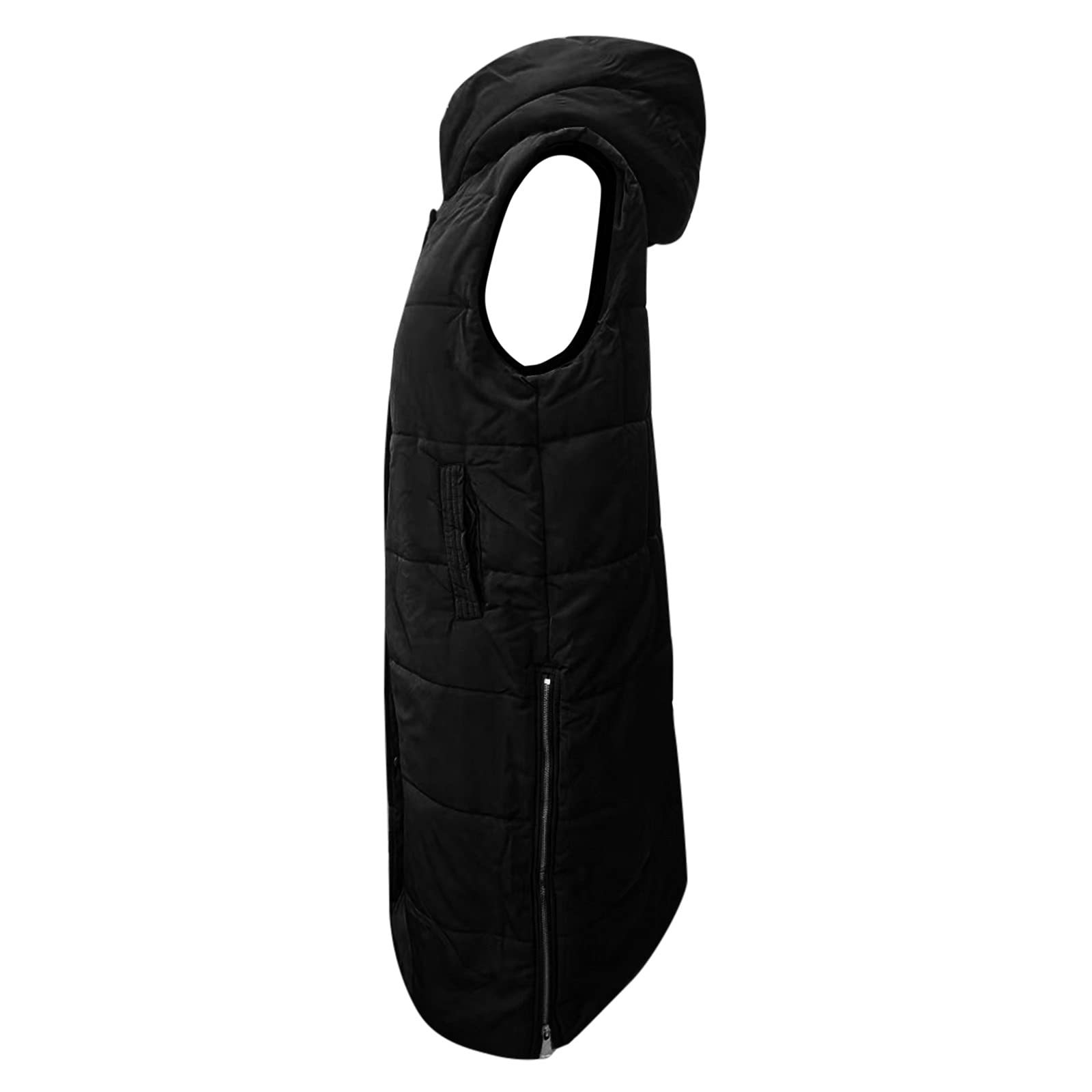 Chaleco de invierno con capucha, sin mangas, con bolsillos, cálido, chaqueta de entretiempo, chaleco acolchado, chaqueta acolchada para exteriores, tallas S - XXL