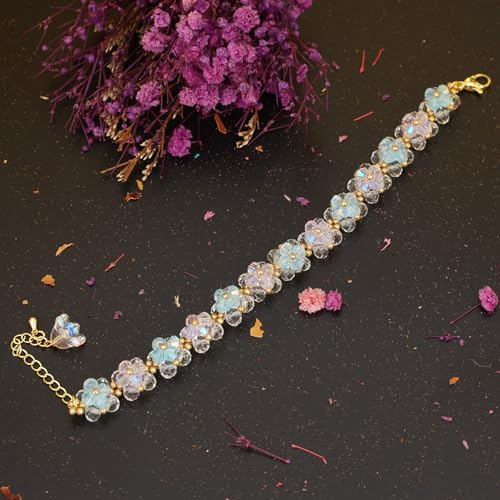 Women's crystal bracelets - lavender crystal flower design -, adjustable bracelets, fashion women's jewelry3